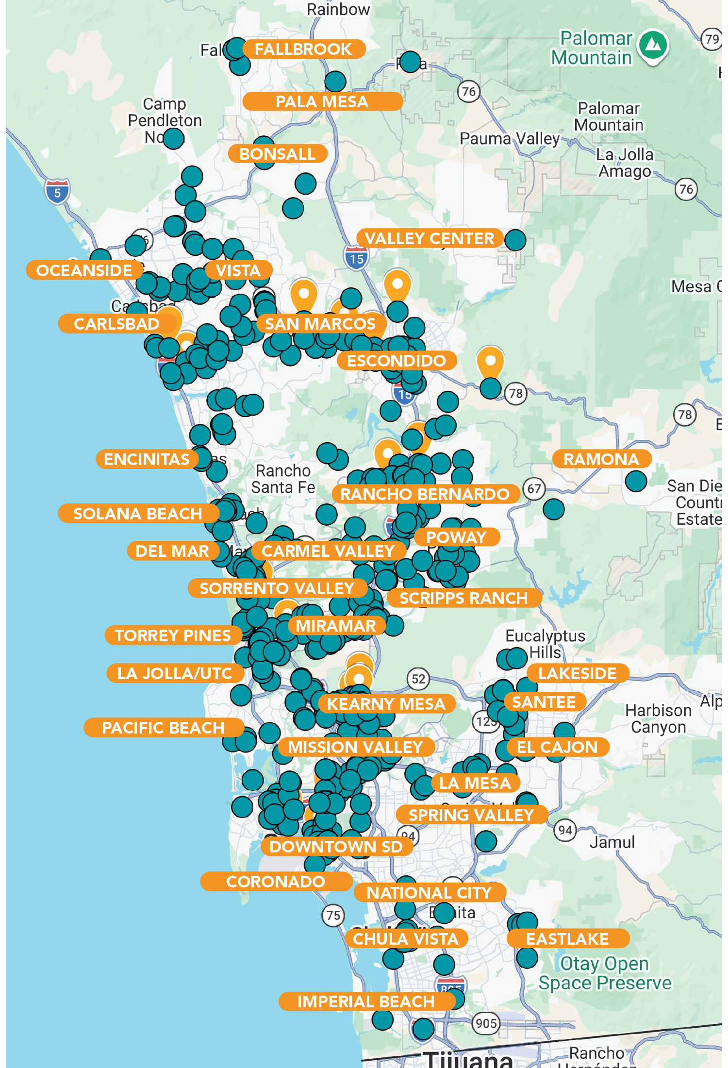 San Diego Business Chamber Map of Members